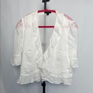 J.Crew White Ruffled blouse